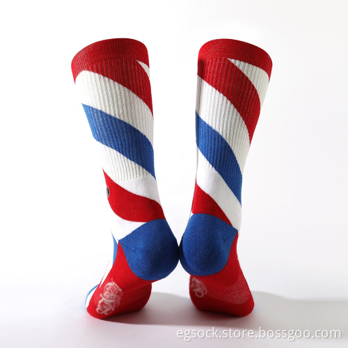 custom embroidery jacquard novelty striped socks